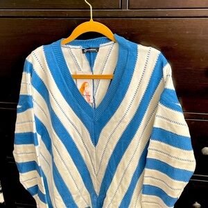 Blue and white sweater